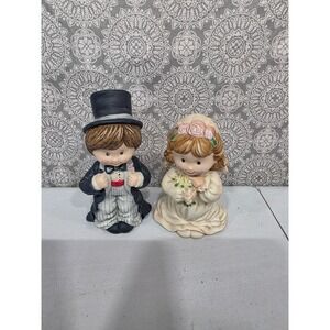 Vintage Russ Berrie & Co Inc. Wedding Bride Groom Figurine Ceramic Decor‎